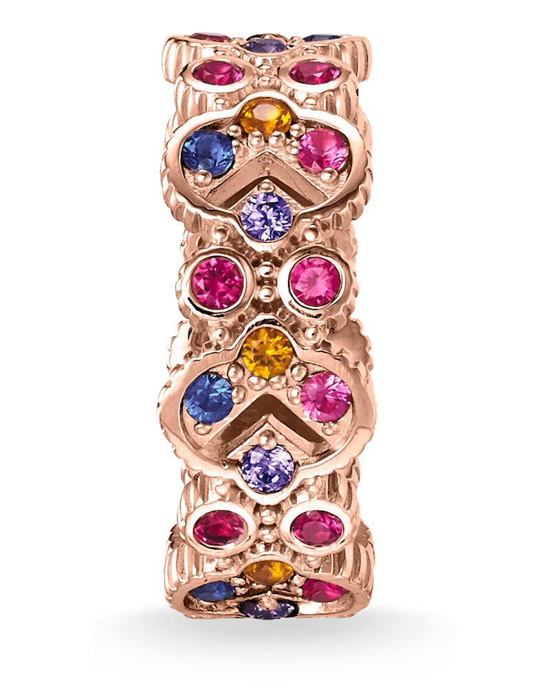 Thomas Sabo Damen Ring Royalty farbige Steine, Sterlingsilber Roségold vergoldet Orange