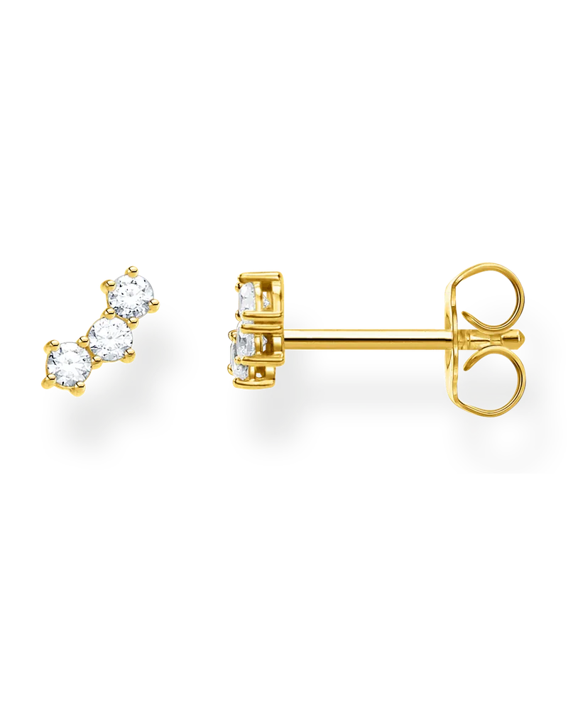Thomas Sabo Damen Einzel Ohrstecker weiße Steine gold, Sterlingsilber Gelbgold vergoldet, Charming Collection Gelbgoldfarben