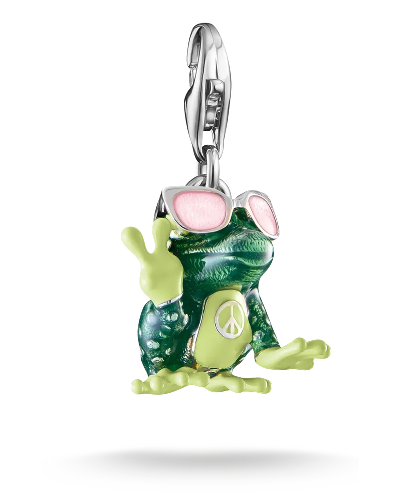 Thomas Sabo Damen Charm-Anhänger Frosch Silber, Sterlingsilber, Charm Club Collection Grün