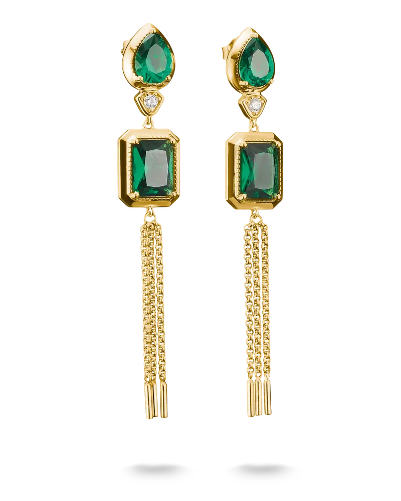Thomas Sabo Damen Ohrringe Grüne Steine 18k Vergoldung, Sterlingsilber Gelbgold vergoldet Gelbgoldfarben