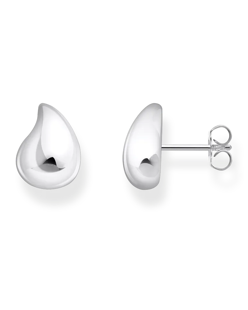 Thomas Sabo Damen Tropfen-Ohrstecker mit organischer Form Silber, Sterlingsilber Silberfarben
