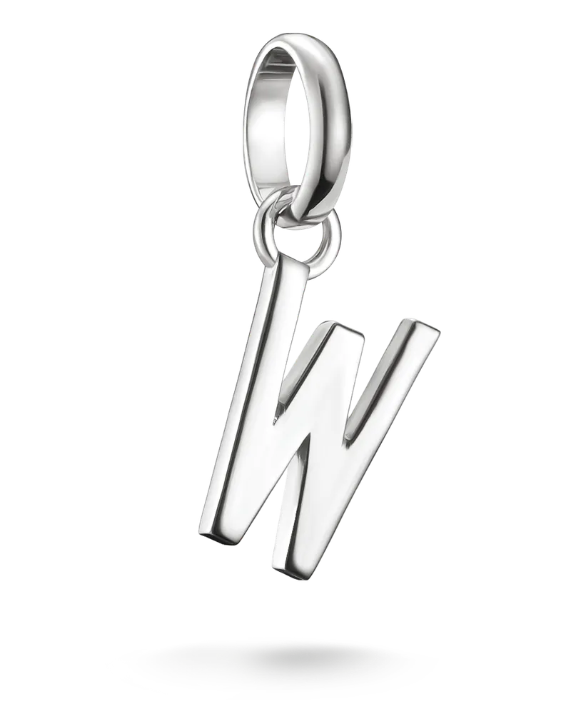 Thomas Sabo Damen Charm-Anhänger Buchstabe W Connect Silber, Sterlingsilber Silberfarben