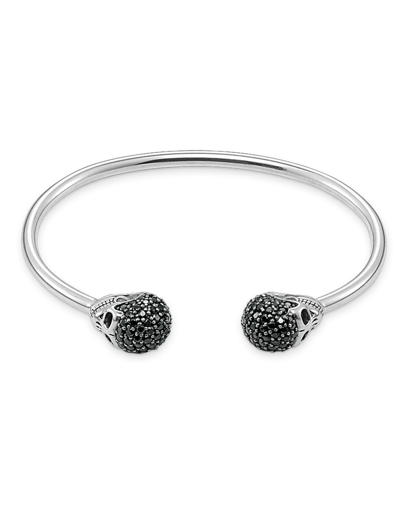 Thomas Sabo Herren Armreif Totenkopf Pavé, Sterlingsilber Schwarz