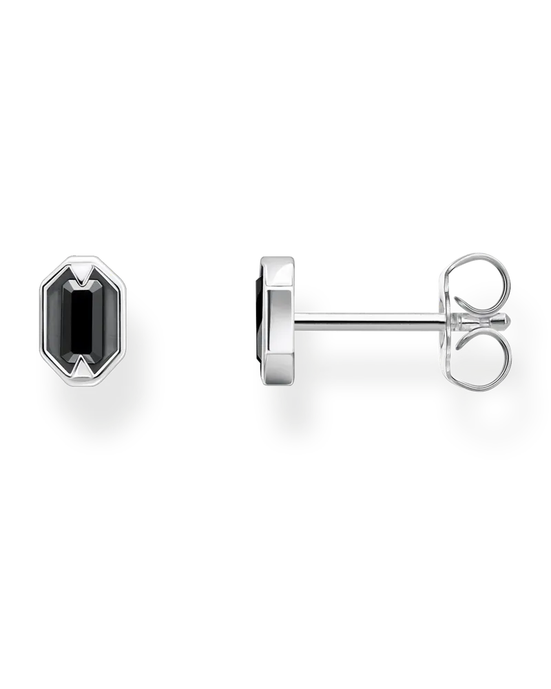 Thomas Sabo Herren Ohrstecker Krokodilaugen mit schwarzen Steinen Silber geschwärzt, Sterlingsilber Schwarz