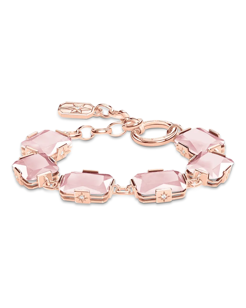 Thomas Sabo Armband mit großen rosa Steinen rosévergoldet Pink