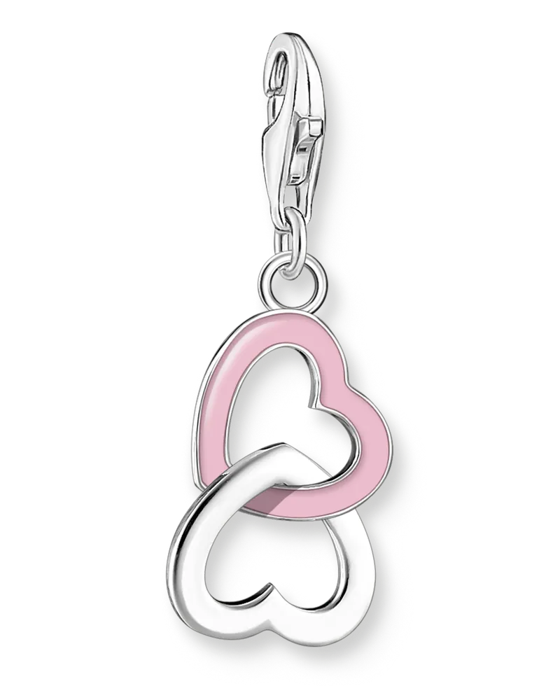 Thomas Sabo Damen Charm-Anhänger pinkes Herz Silber, Sterlingsilber, Charm Club Collection Pink