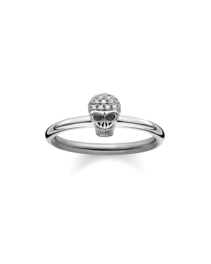Thomas Sabo Damen Ring Totenkopf, Sterlingsilber geschwärzt Silberfarben