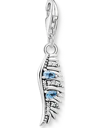 Thomas Sabo Charm-Anhänger Phönix Feder mit blauen Steinen silber Hellblau