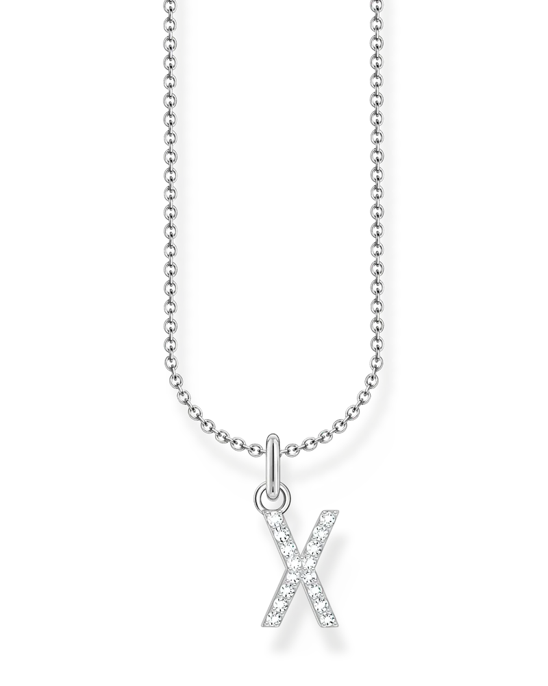 Thomas Sabo Damen Kette mit Buchstaben-Anhänger X Silber, Sterlingsilber, Charming Collection Silberfarben