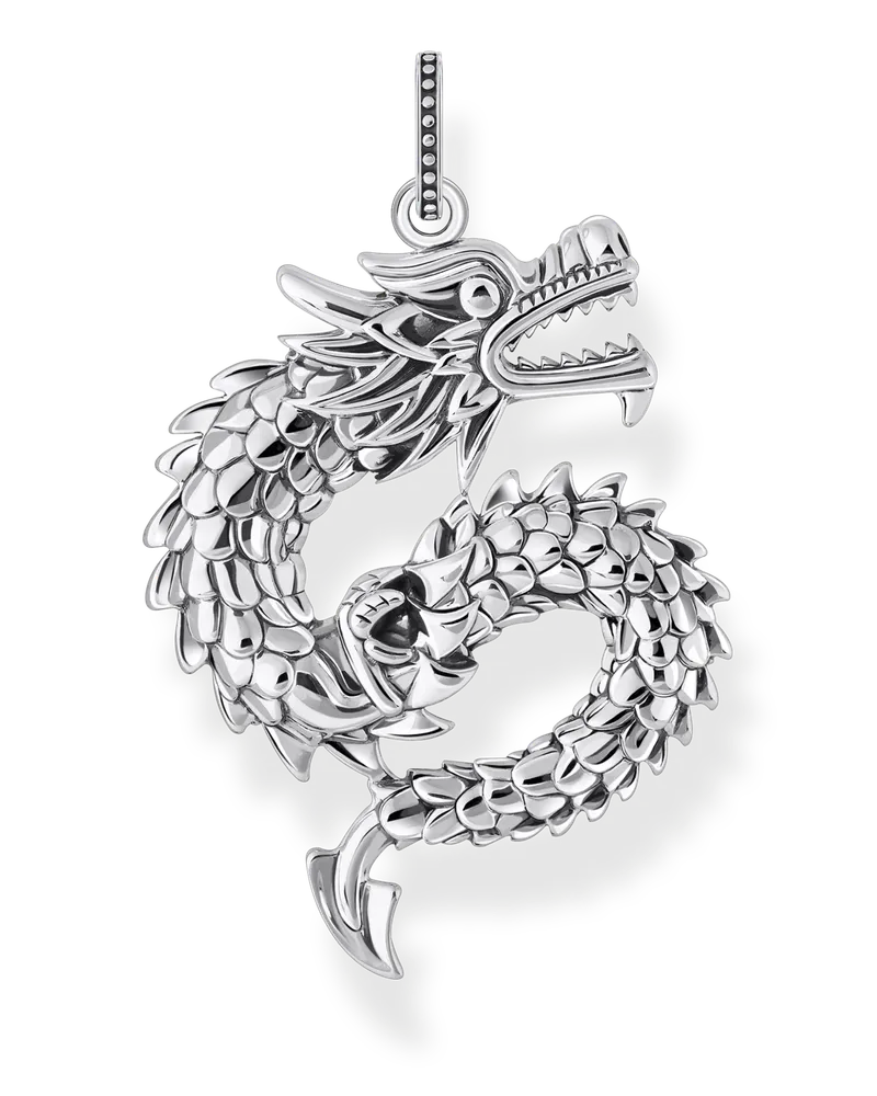 Thomas Sabo Herren Anhänger Drache Silber geschwärzt, Sterlingsilber geschwärzt Silberfarben