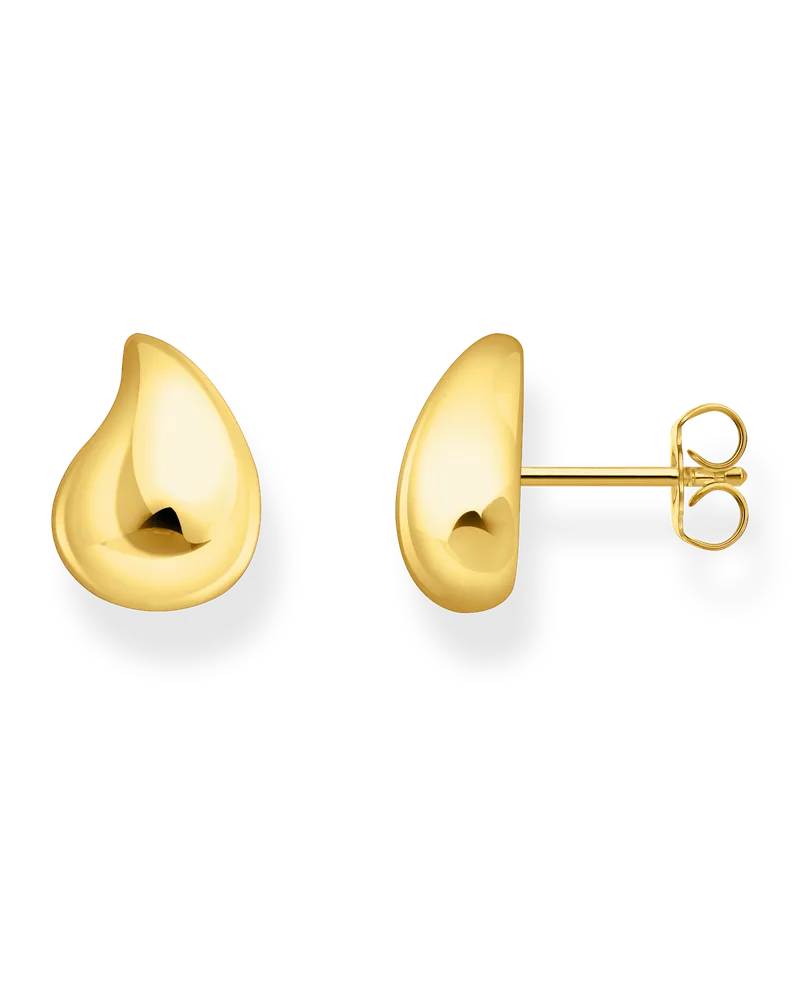 Thomas Sabo Damen Tropfen-Ohrstecker mit organischer Form vergoldet, Sterlingsilber Gelbgold vergoldet Gelbgoldfarben