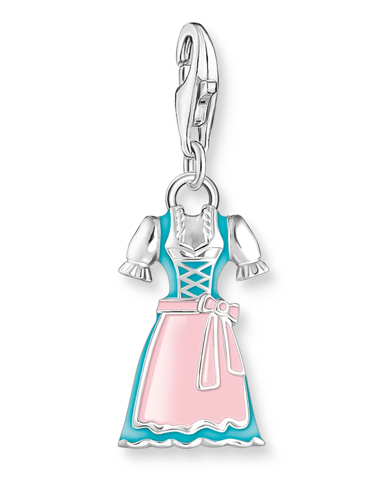Thomas Sabo Damen Charm-Anhänger buntes Dirndl Silber, Sterlingsilber, Charm Club Collection Blau