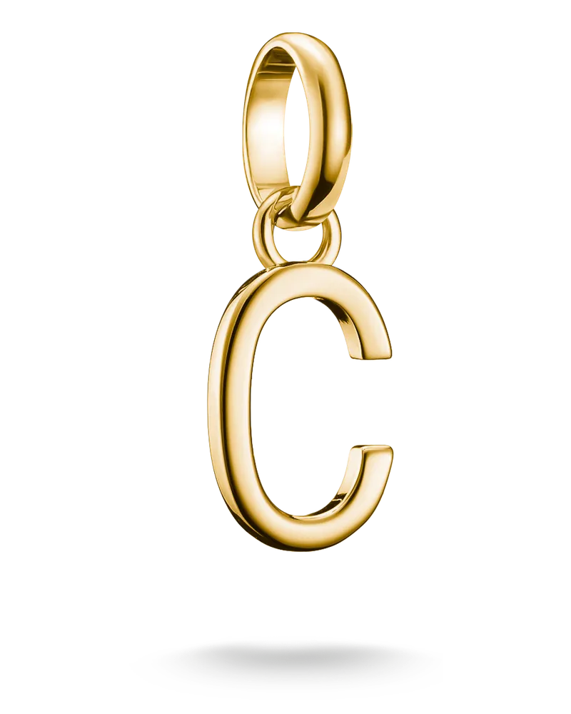 Thomas Sabo Damen Charm-Anhänger Buchstabe C Connect vergoldet, Sterlingsilber Gelbgold vergoldet Gelbgoldfarben