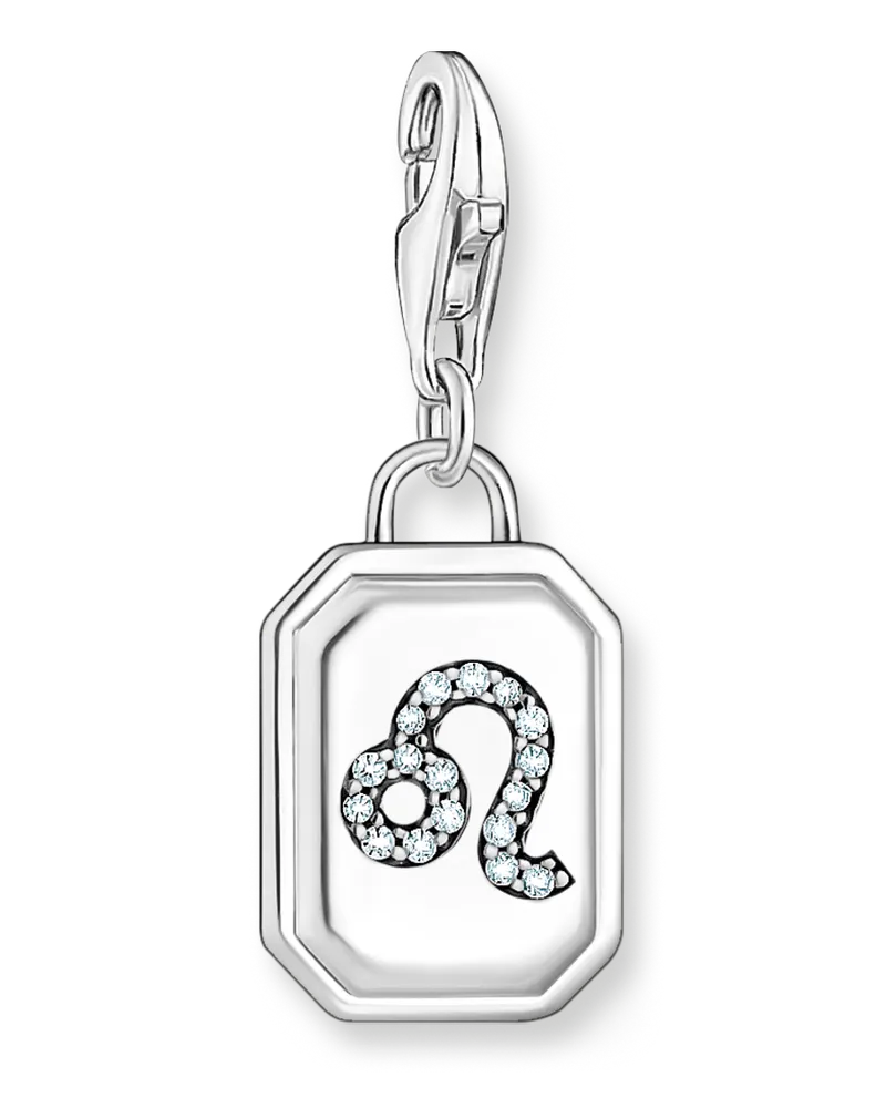 Thomas Sabo Damen Charm-Anhänger Sternzeichen Löwe mit Steinen Silber, Sterlingsilber, Charm Club Collection Silberfarben