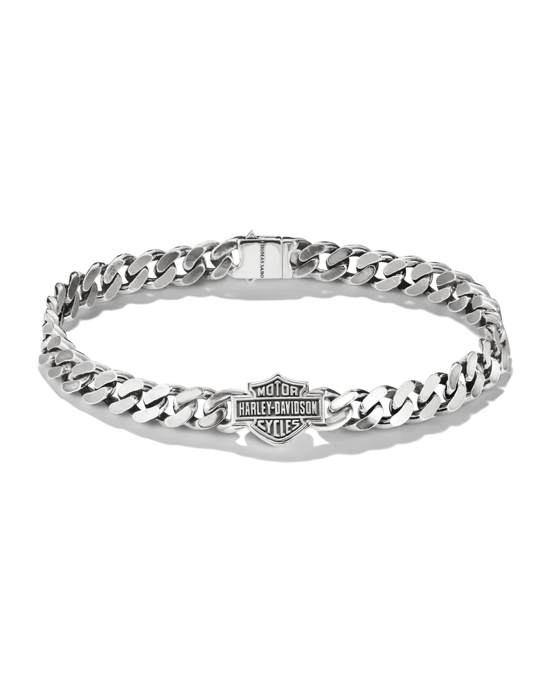 Thomas Sabo Herren Harley-Davidson® Panzerarmband Logo 6,9 mm Silber, Sterlingsilber geschwärzt Silberfarben