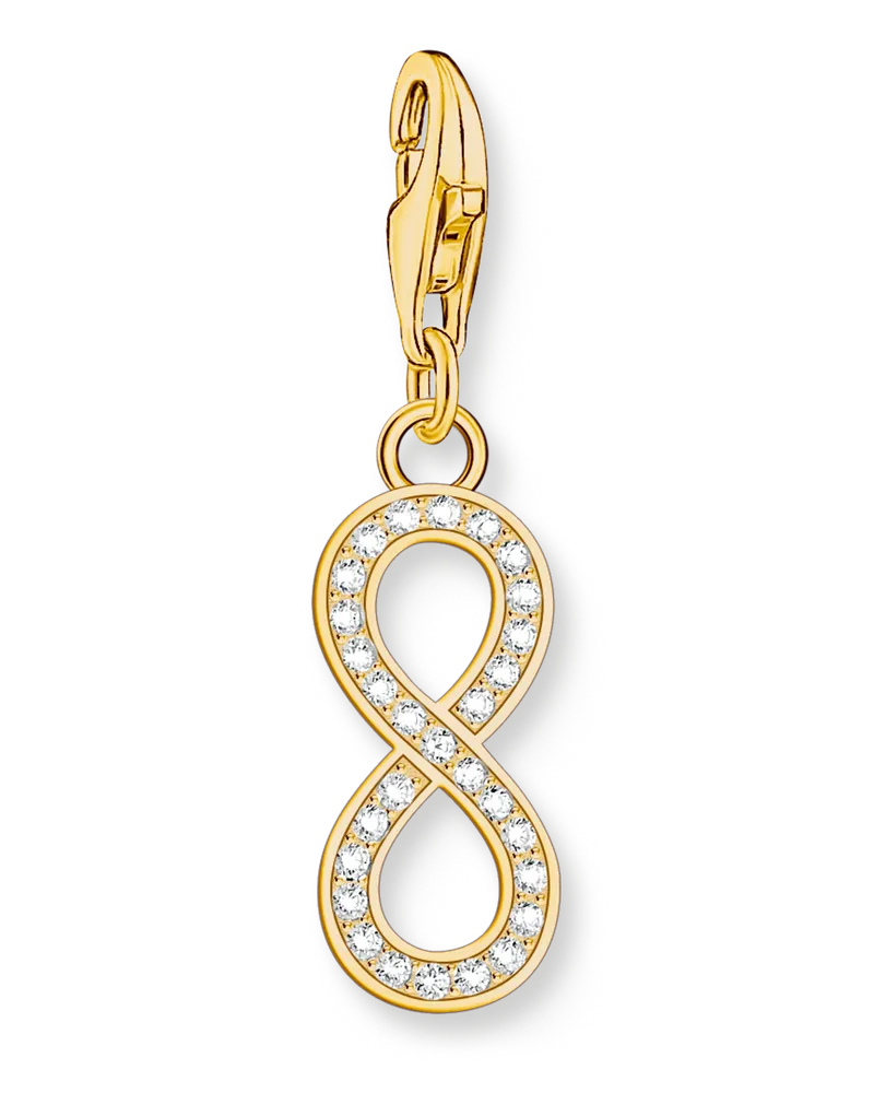 Thomas Sabo Member Charm-Anhänger Unendlichkeitszeichen mit Steinen vergoldet Gelbgoldfarben