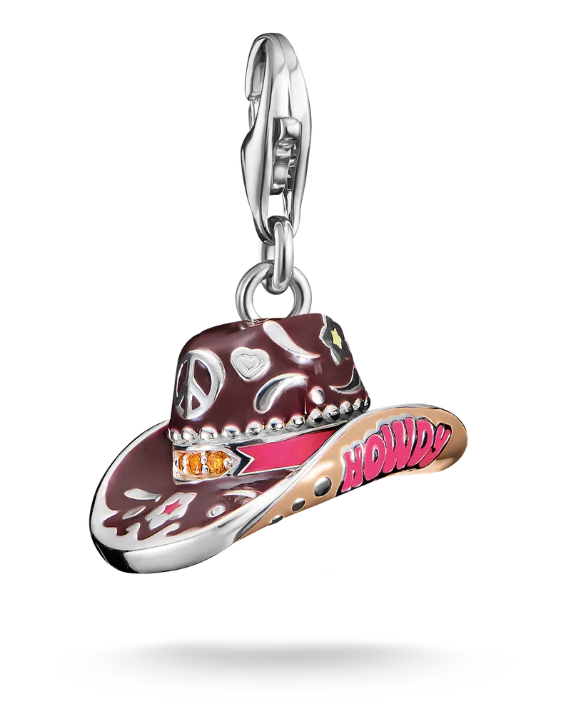 Thomas Sabo Damen Charm-Anhänger Cowboy-Hut Silber, Sterlingsilber, Charm Club Collection Beige