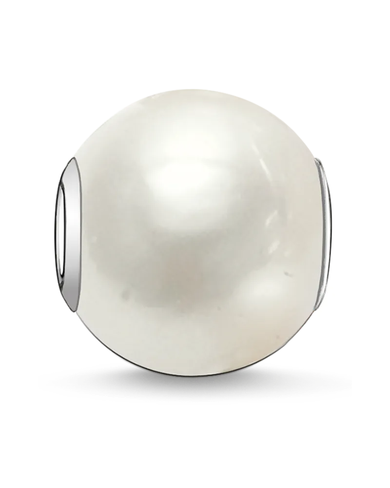 Thomas Sabo Damen Bead Weiße Perle, Sterlingsilber, Karma Beads Silberfarben