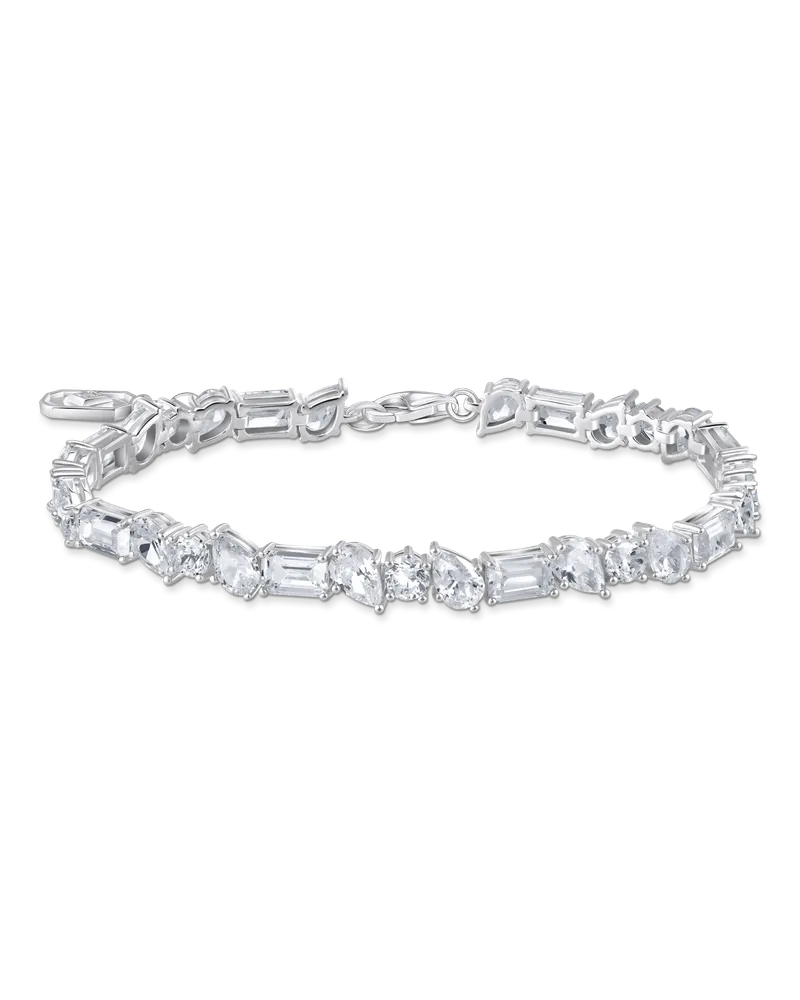 Thomas Sabo Tennisarmband mit 31 weißen Steinen Silber Silberfarben