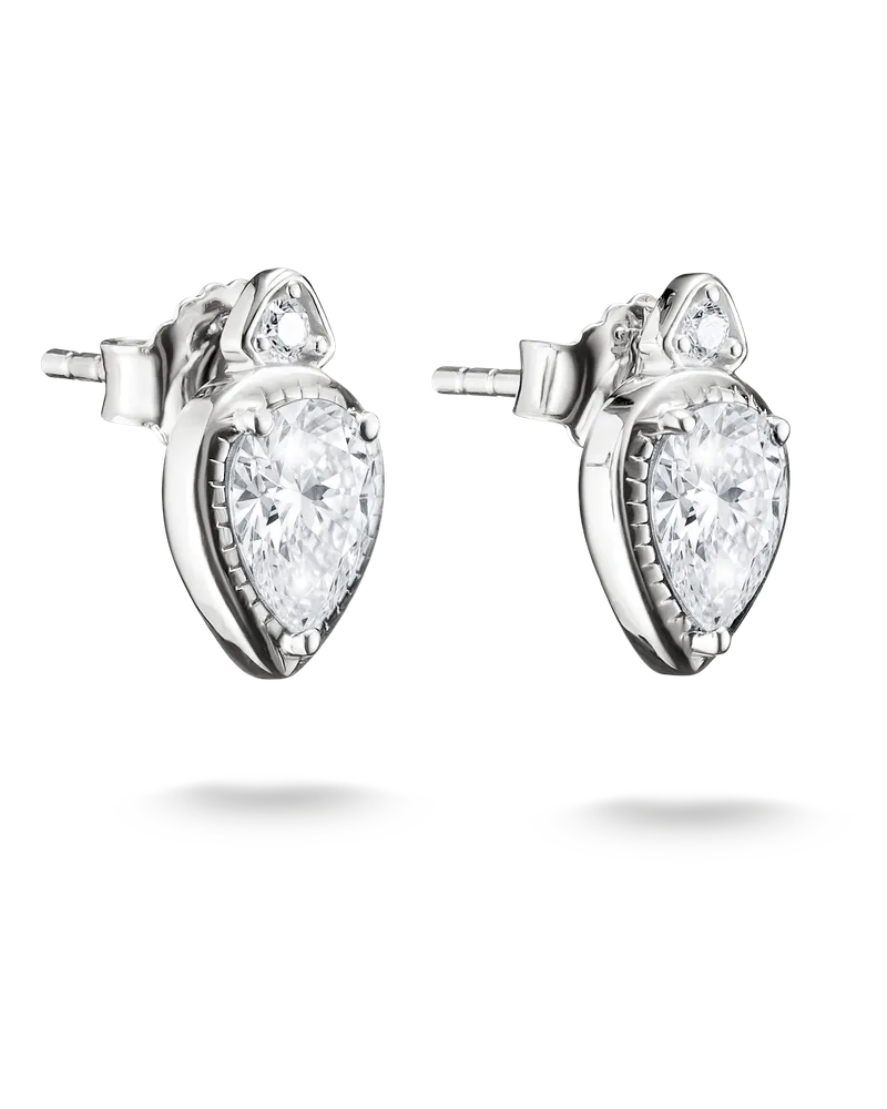 Thomas Sabo Damen Ohrstecker mit weißem Zirkonia in Tropfenform, Sterlingsilber Silberfarben