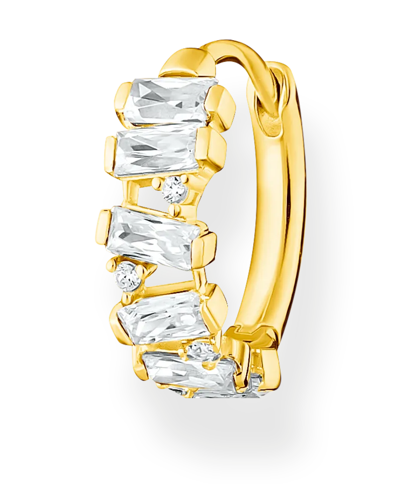 Thomas Sabo Damen Einzel Creole weiße Steine gold, Sterlingsilber Gelbgold vergoldet, Charming Collection Gelbgoldfarben