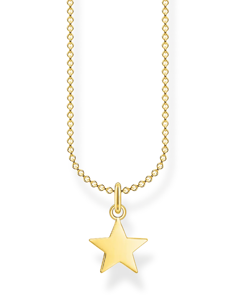 Thomas Sabo Damen Kette Stern gold, Sterlingsilber Gelbgold vergoldet, Charming Collection Gelbgoldfarben