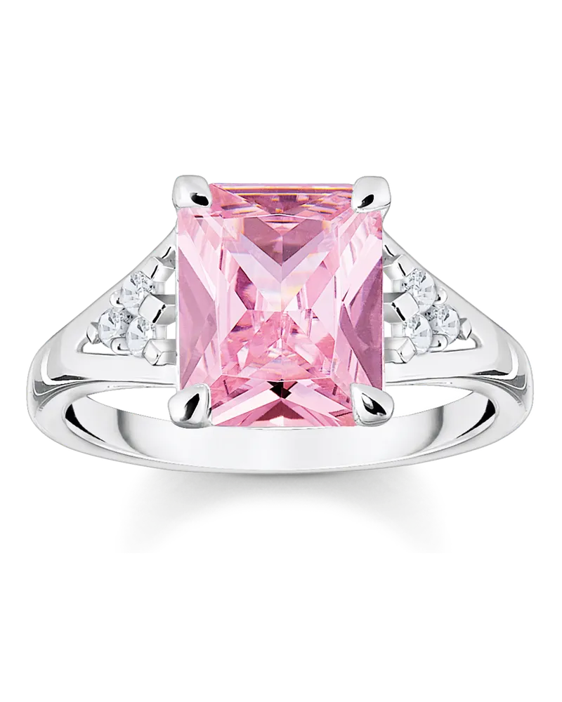 Thomas Sabo Damen Ring mit pinken und weißen Steinen Silber, Sterlingsilber Pink