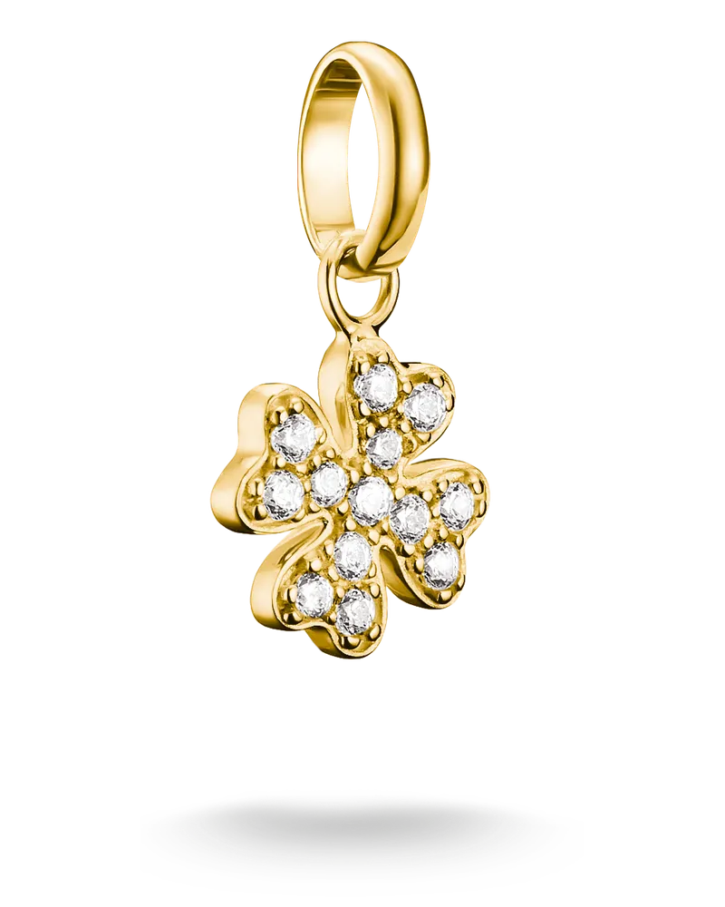 Thomas Sabo Charm Kleeblatt mit weißem Zirkonia – Connect weiß CC1281-M01-14 Gelbgoldfarben