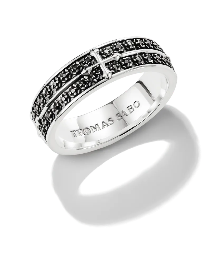 Thomas Sabo Bandring mit schwarzem Zirkonia schwarz TR2554-643-11-68 Schwarz