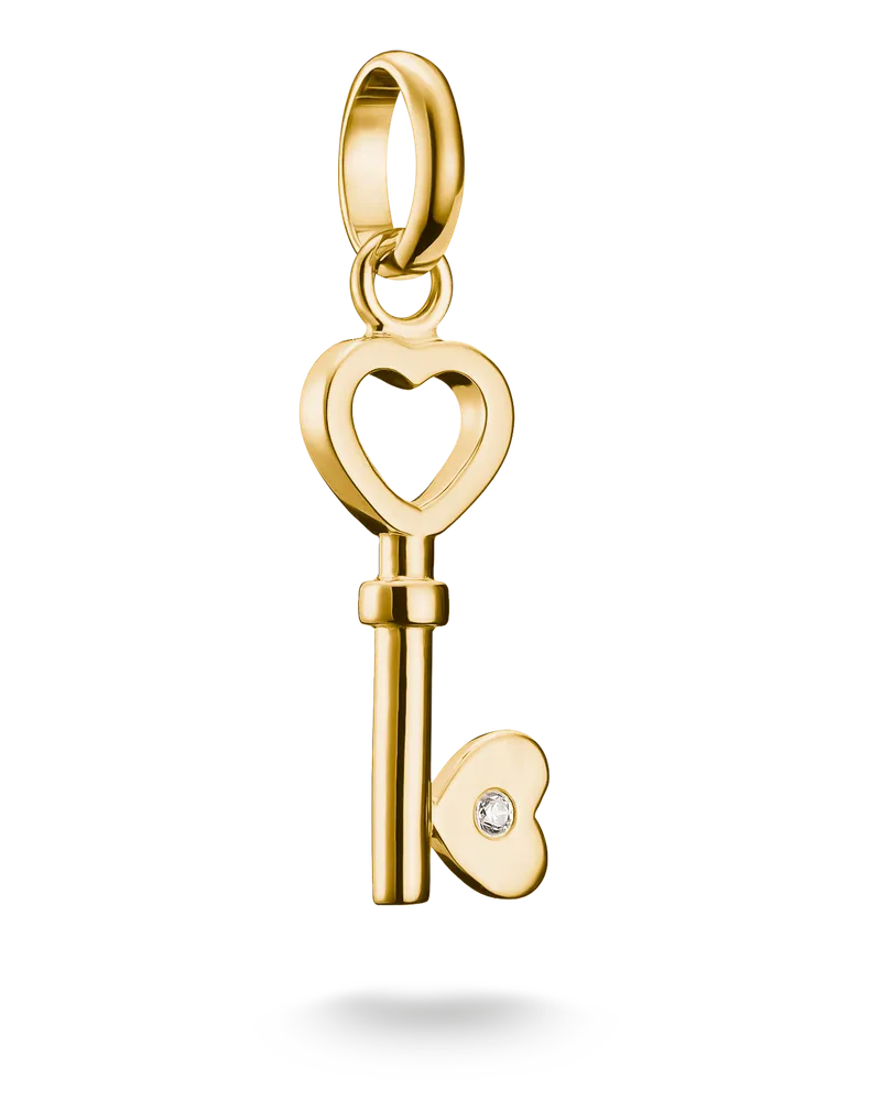Thomas Sabo Damen Charm-Anhänger Liebesschlüssel Connect vergoldet, Sterlingsilber Gelbgold vergoldet Gelbgoldfarben
