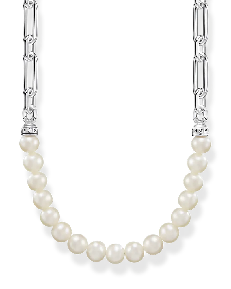 Thomas Sabo Damen Kette Glieder und Perlen silber, Sterlingsilber Silberfarben