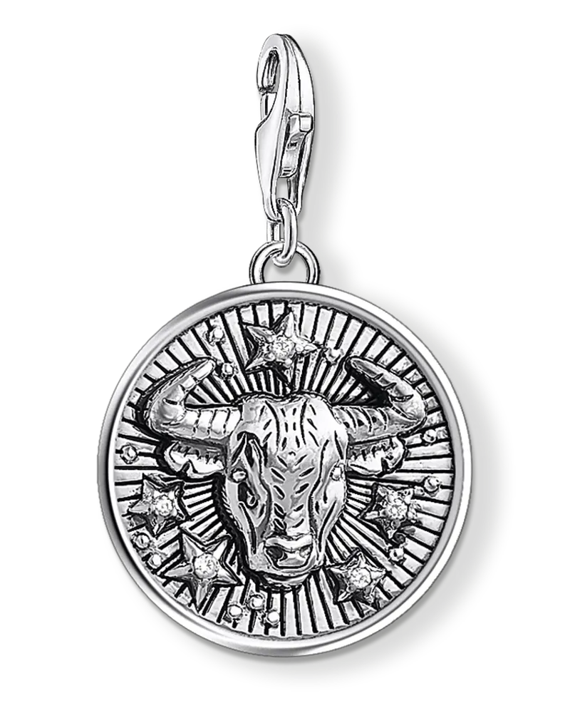 Thomas Sabo Herren Charm-Anhänger Sternzeichen Stier, Sterlingsilber, Charm Club Collection Silberfarben