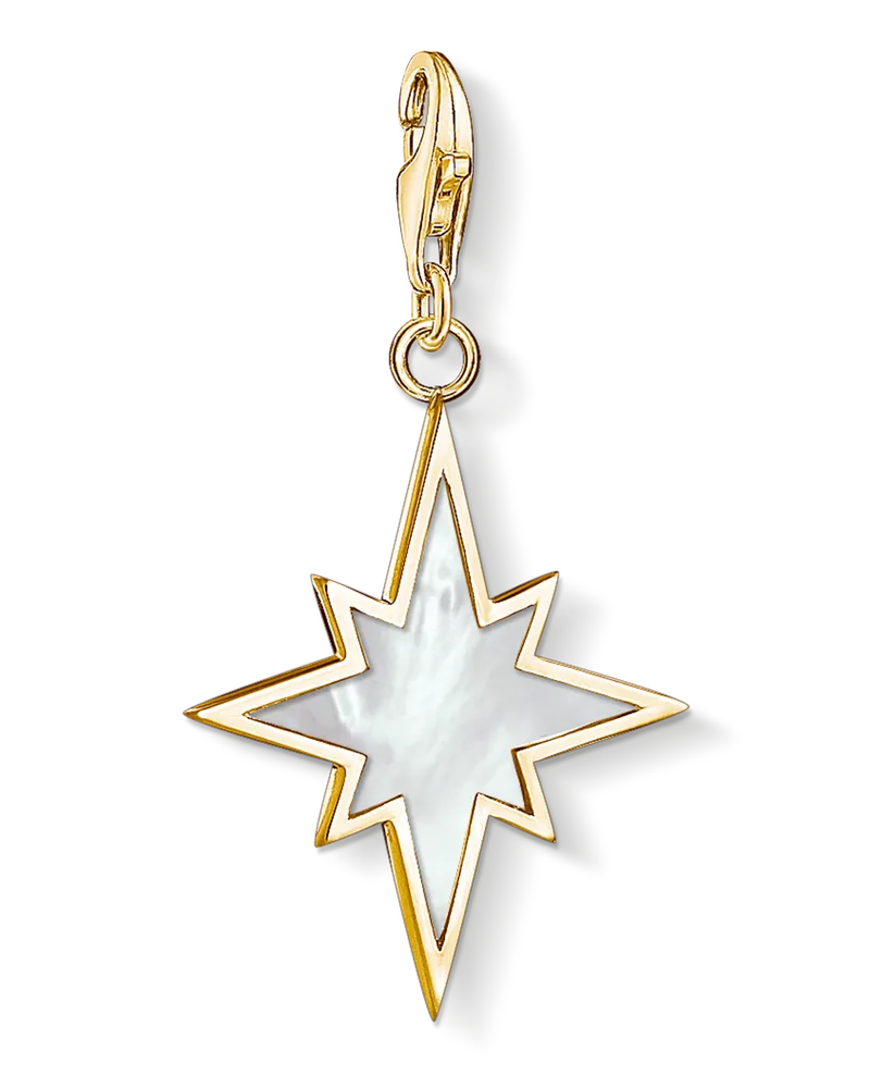 Thomas Sabo Damen Charm-Anhänger Stern Perlmutt, Sterlingsilber Gelbgold vergoldet, Charm Club Collection Gelbgoldfarben