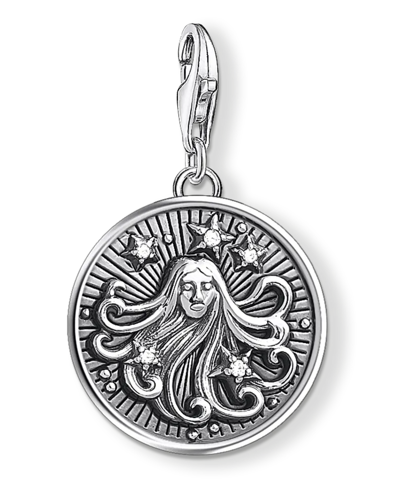 Thomas Sabo Herren Charm-Anhänger Sternzeichen Jungfrau, Sterlingsilber, Charm Club Collection Silberfarben