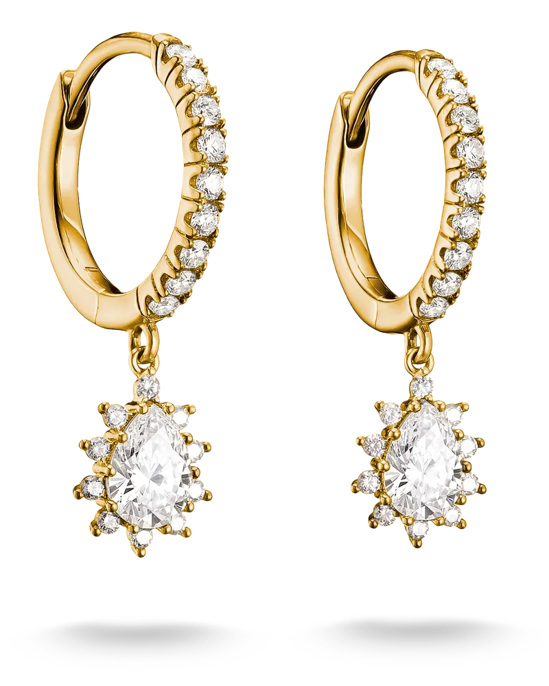 Thomas Sabo Damen Creolen mit weißem Zirkonia in Tropfenform, M01 Gelbgoldfarben
