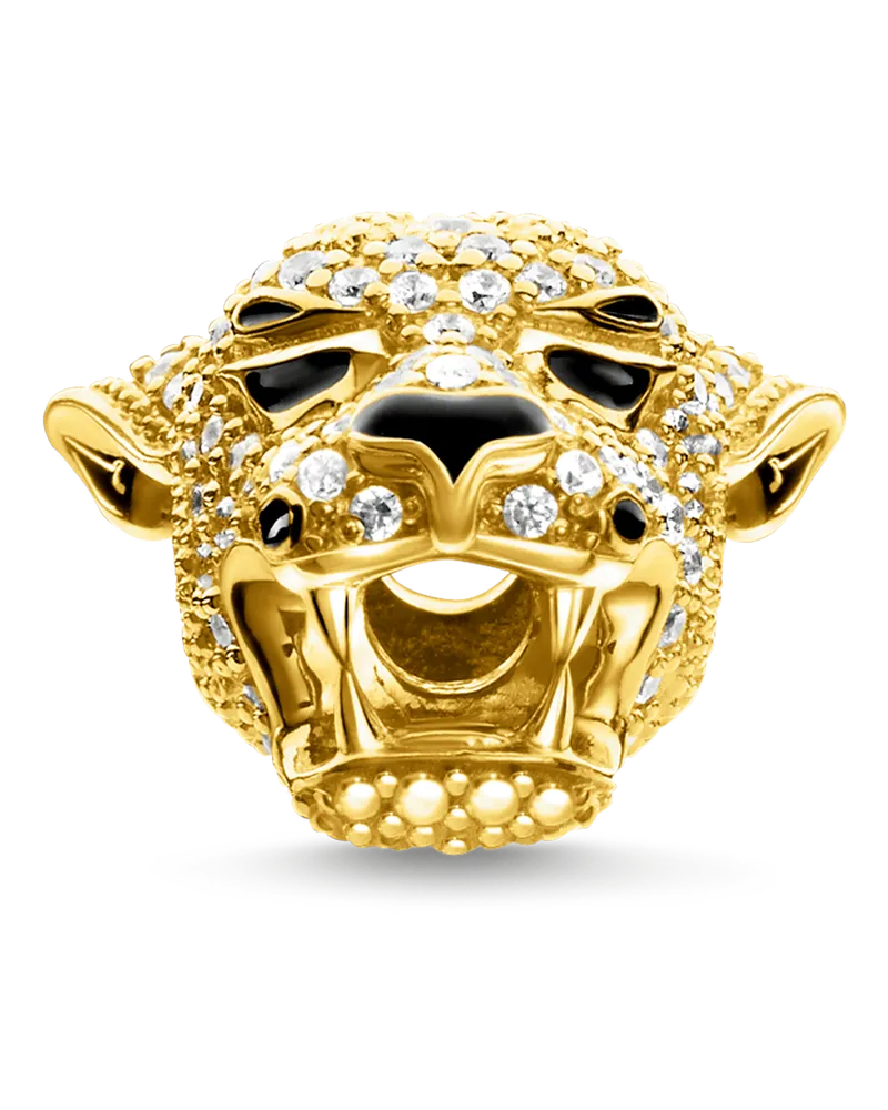 Thomas Sabo Damen Bead Tiger, Sterlingsilber Gelbgold vergoldet, Karma Beads Gelbgoldfarben