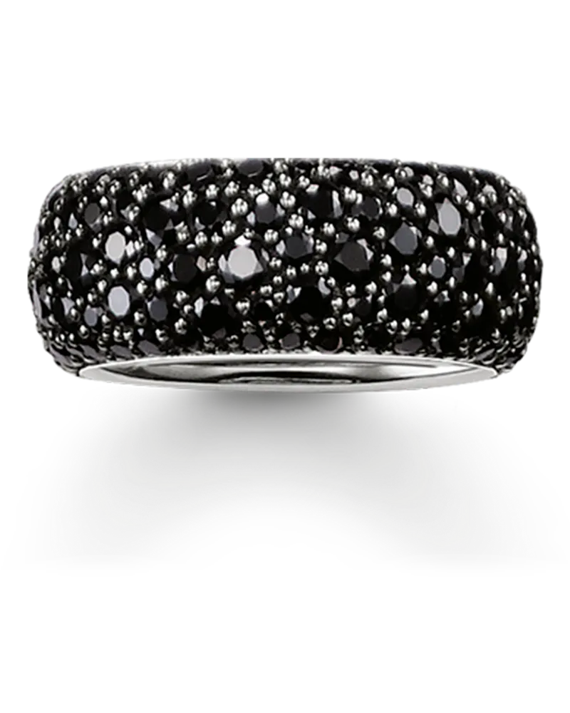 Thomas Sabo Damen Bandring crushed Pavé schwarz, Sterlingsilber Schwarz