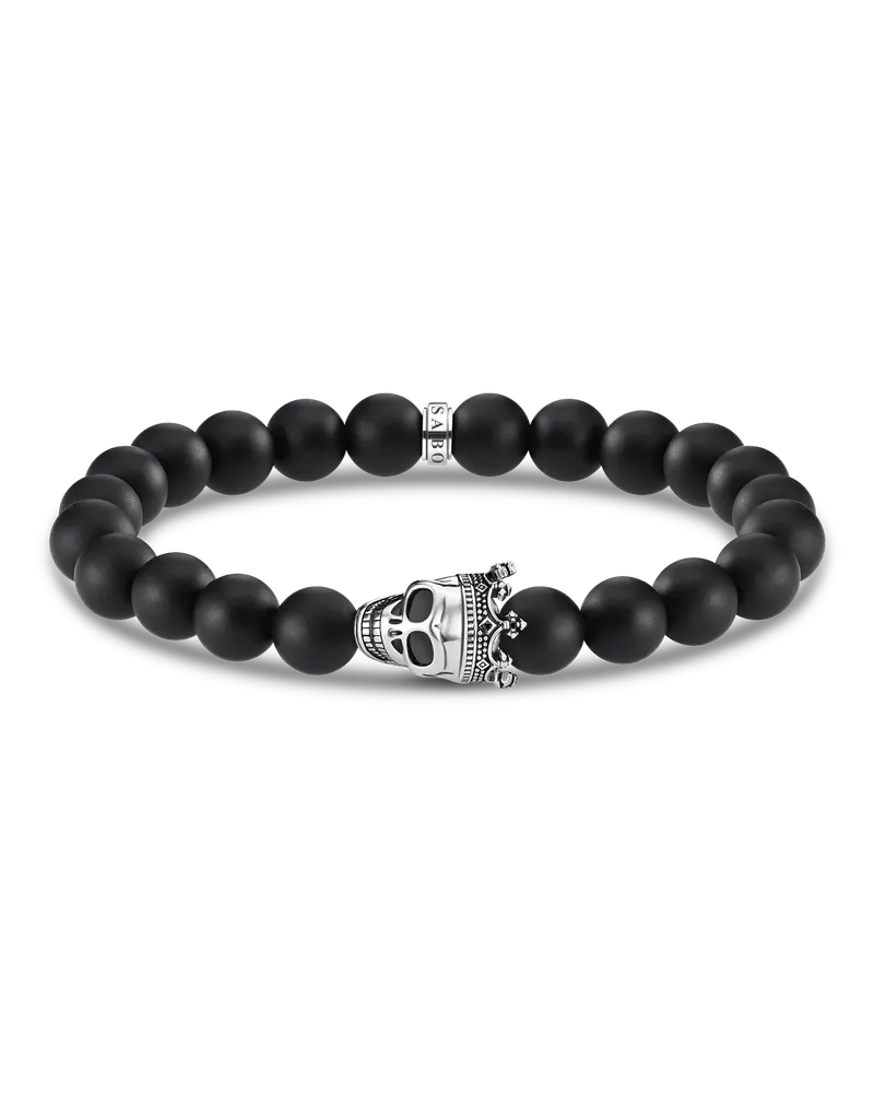 Thomas Sabo Herren Armband Totenkopf König, Sterlingsilber Schwarz