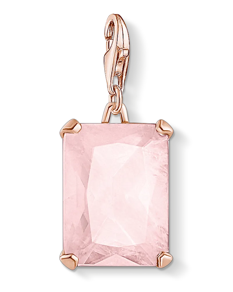 Thomas Sabo Damen Charm-Anhänger Großer Stein rosa, Sterlingsilber Roségold vergoldet, Charm Club Collection Pink