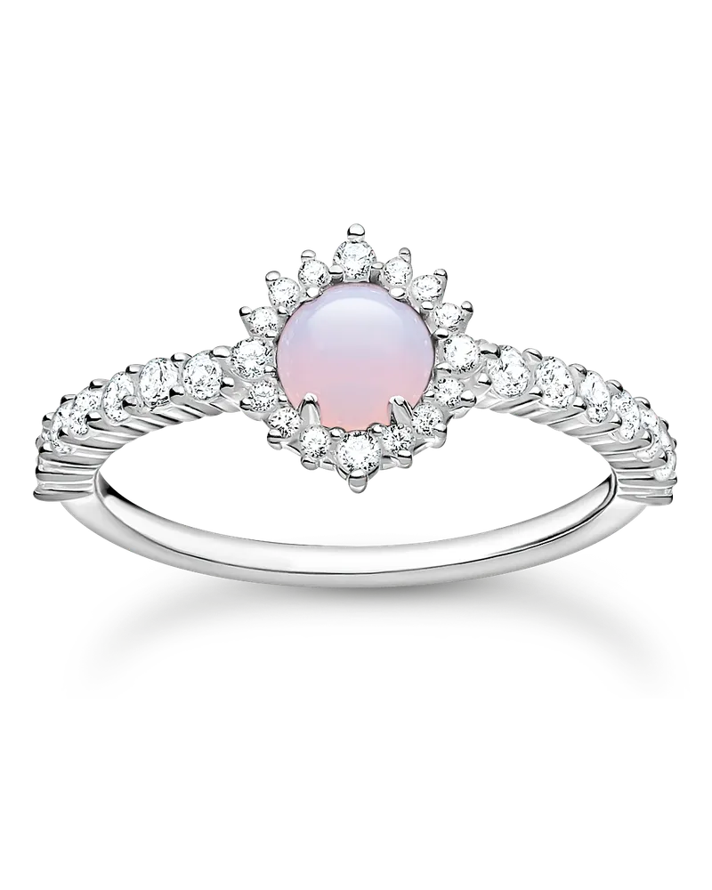 Thomas Sabo Damen Ring opalfarbener Stein rosa schimmernd, Sterlingsilber, Charming Collection Pink