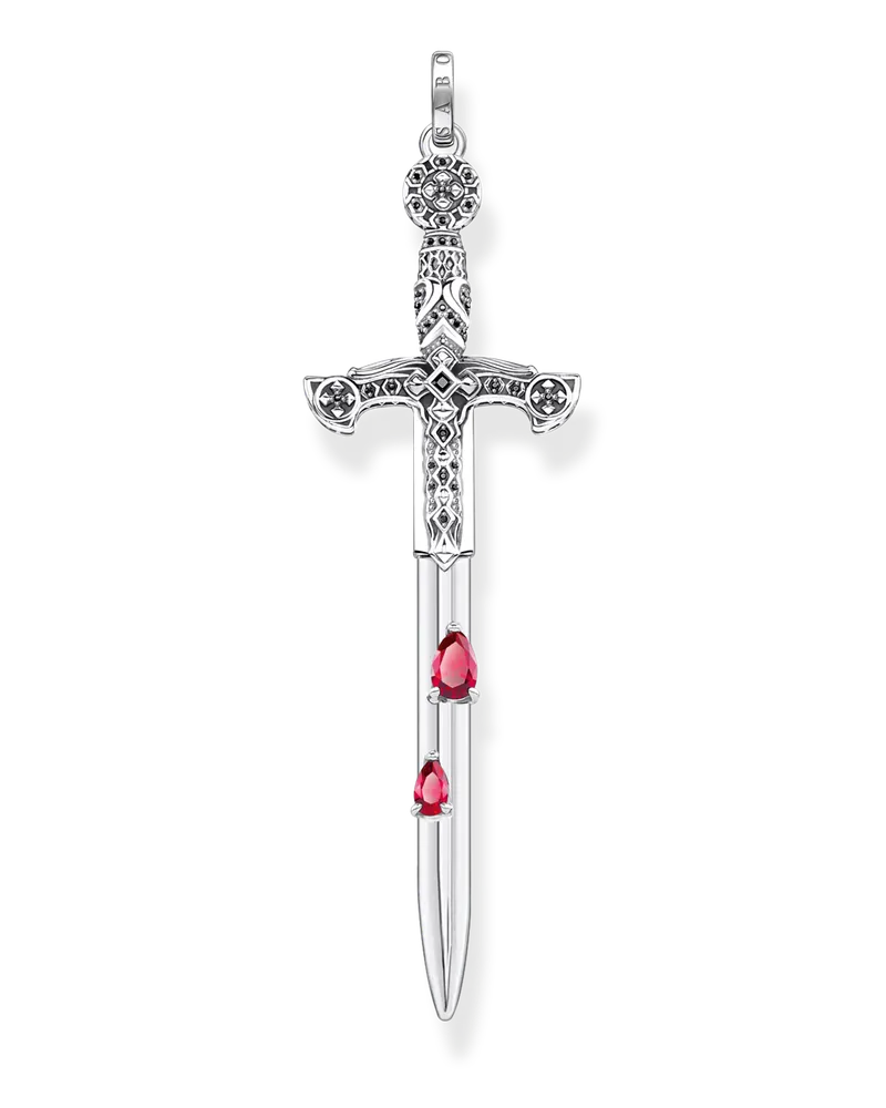 Thomas Sabo Herren Anhänger Schwert, Sterlingsilber Rot