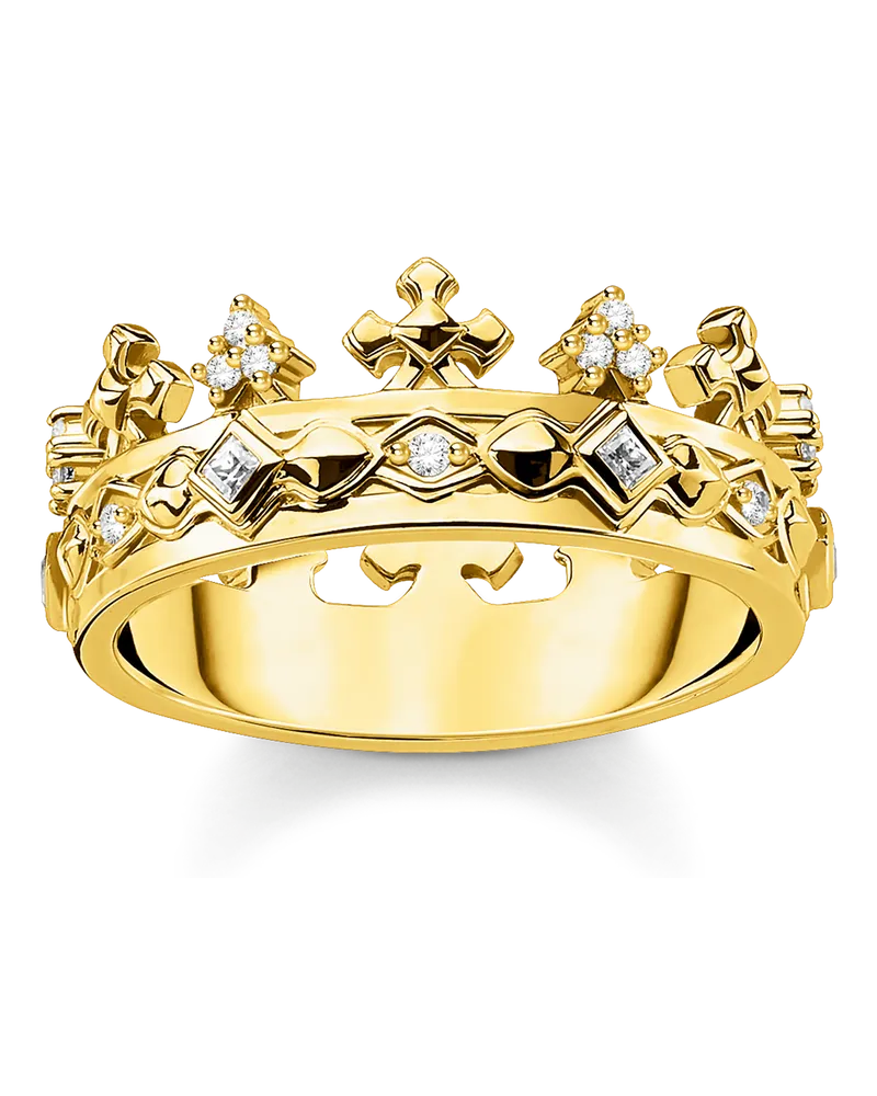 Thomas Sabo Damen Ring Krone gold, Sterlingsilber Gelbgold vergoldet Gelbgoldfarben