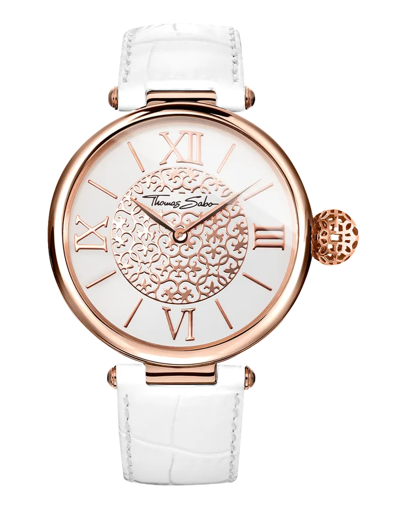 Thomas Sabo Damen Damenuhr Karma , Edelstahl | Leder, Karma Beads Roségoldfarben