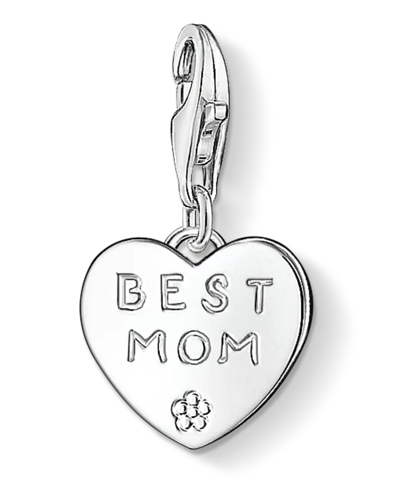 Thomas Sabo Damen Charm-Anhänger BEST MOM, Sterlingsilber, Charm Club Collection Silberfarben