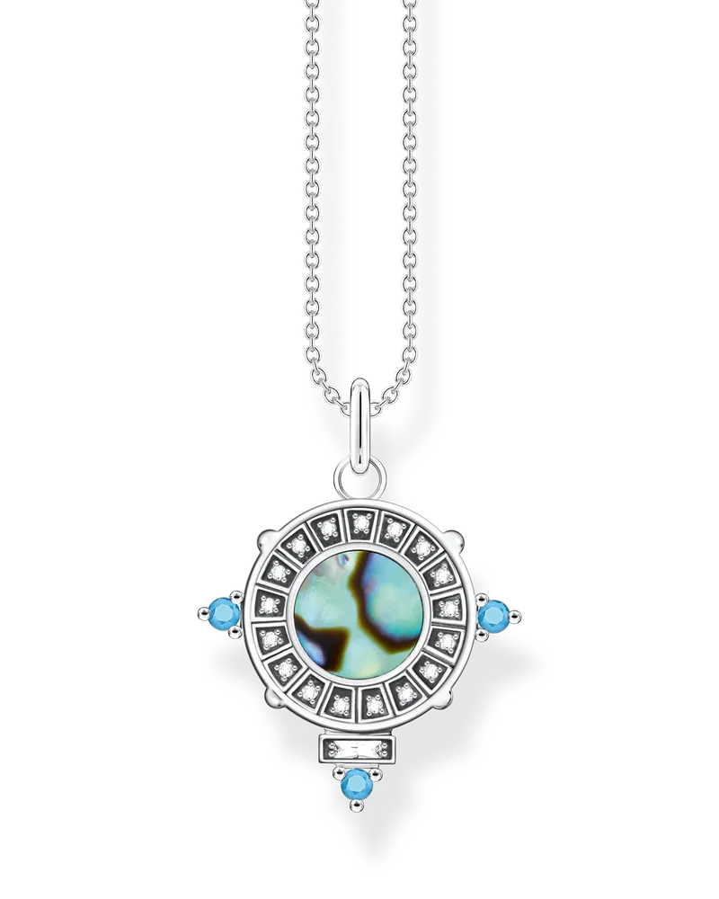Thomas Sabo Damen Kette Schlange mit Abalone-Perlmutt Silber, Sterlingsilber geschwärzt Silberfarben
