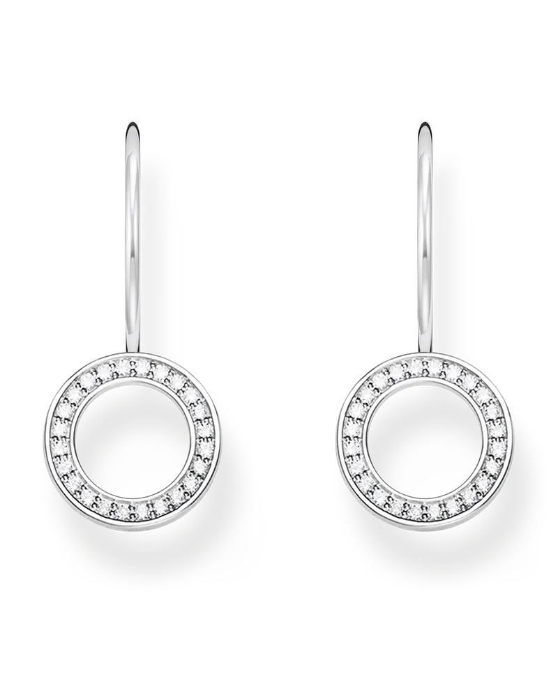 Thomas Sabo Damen Ohrhänger in Kreisform mit weißen Steinen Silber, Sterlingsilber Silberfarben