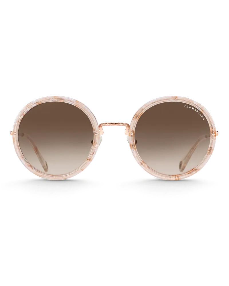 Thomas Sabo Damen Sonnenbrille Romy Rund Ethno, Edelstahl / Silikon Pink