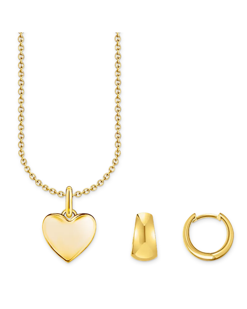 Thomas Sabo Herren Schmuck-Set Creolen & Herzkette vergoldet 