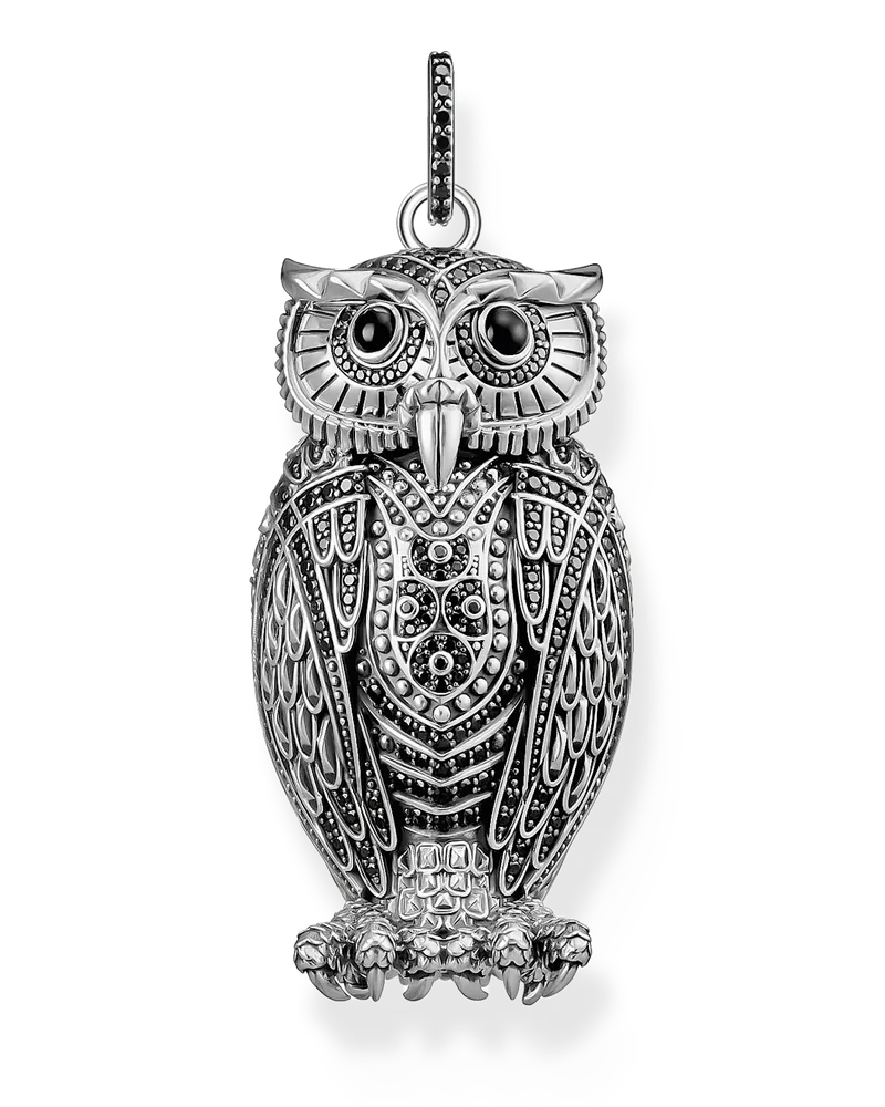 Thomas Sabo Herren Anhänger Eule Mystische Wächtereule Limited Edition Silber, Sterlingsilber Schwarz