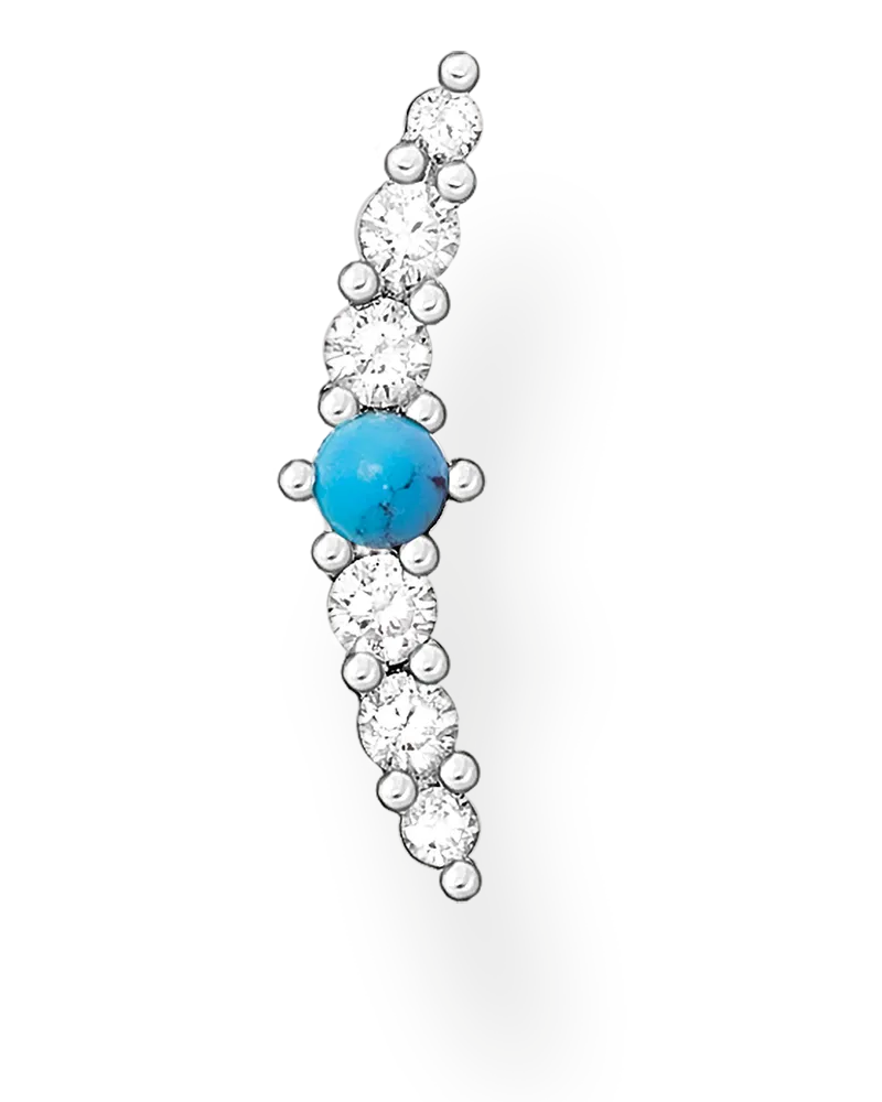 Thomas Sabo Damen Einzel Ohrstecker türkiser Stein, Sterlingsilber, Charming Collection Silberfarben